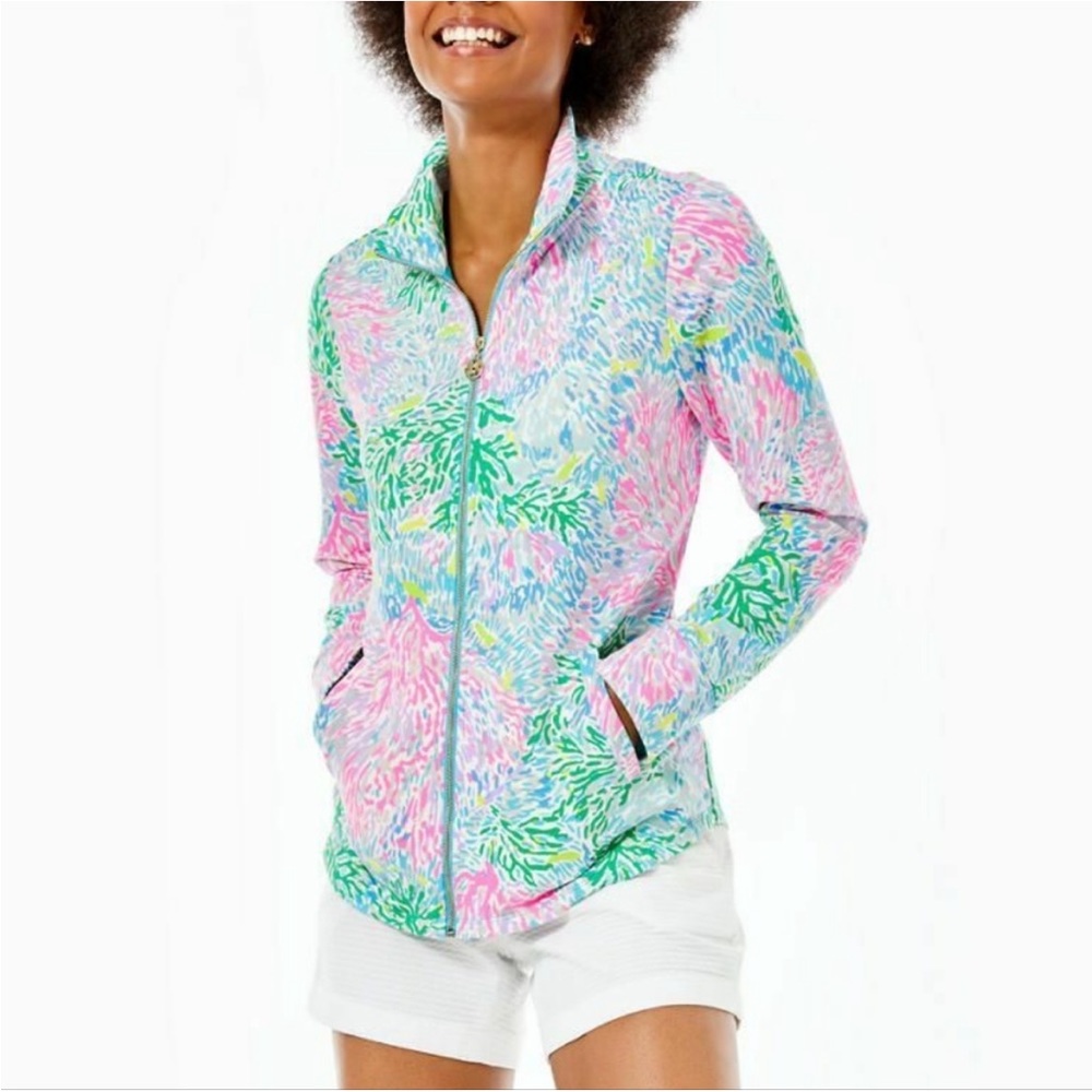 Lilly Pulitzer UPF 50+ Leona Zip-Up Jacket size xl Stargazer
